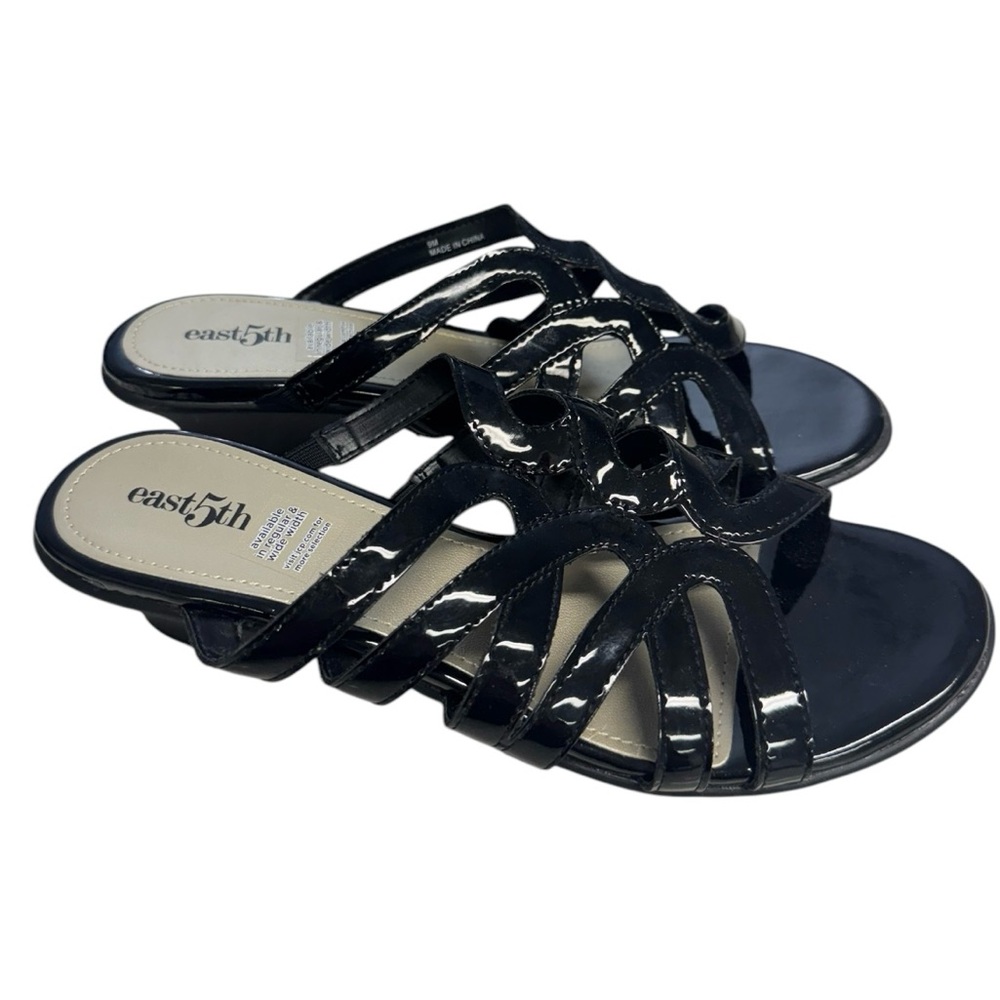 East 5th Black Patent  Strappy Sandals Size 9M